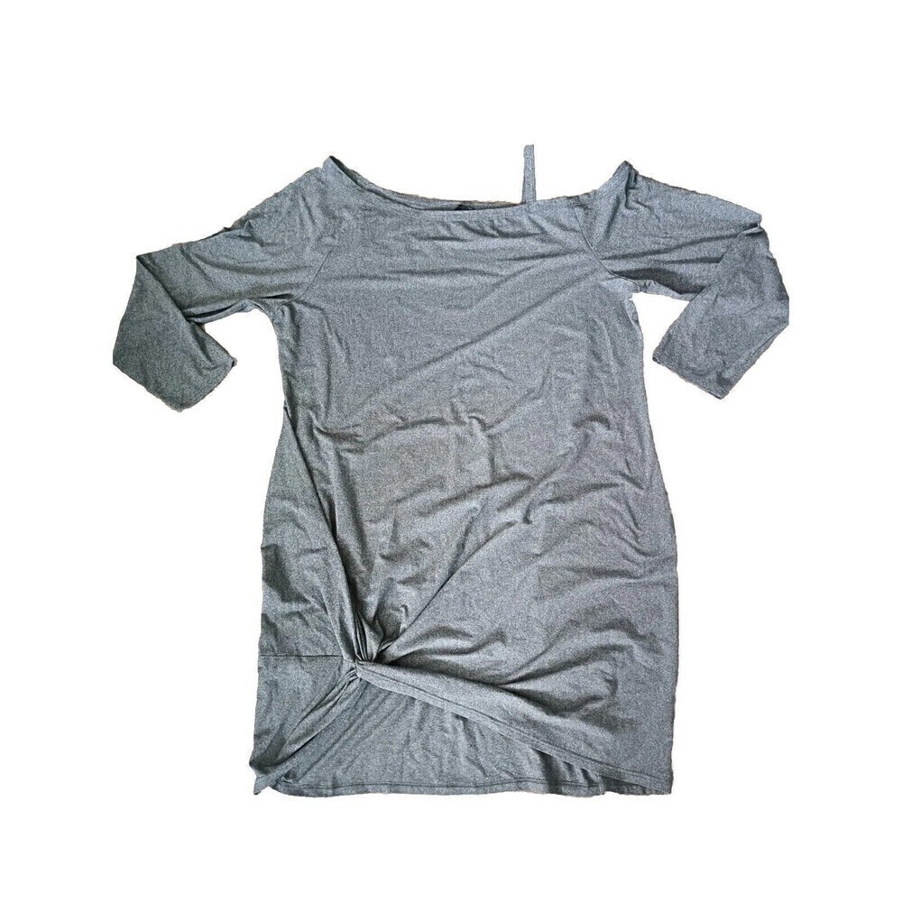 Shein Curve Women's Dress Plus Size 4XL Gray Jersey Knit Front Knot Off Shoulder